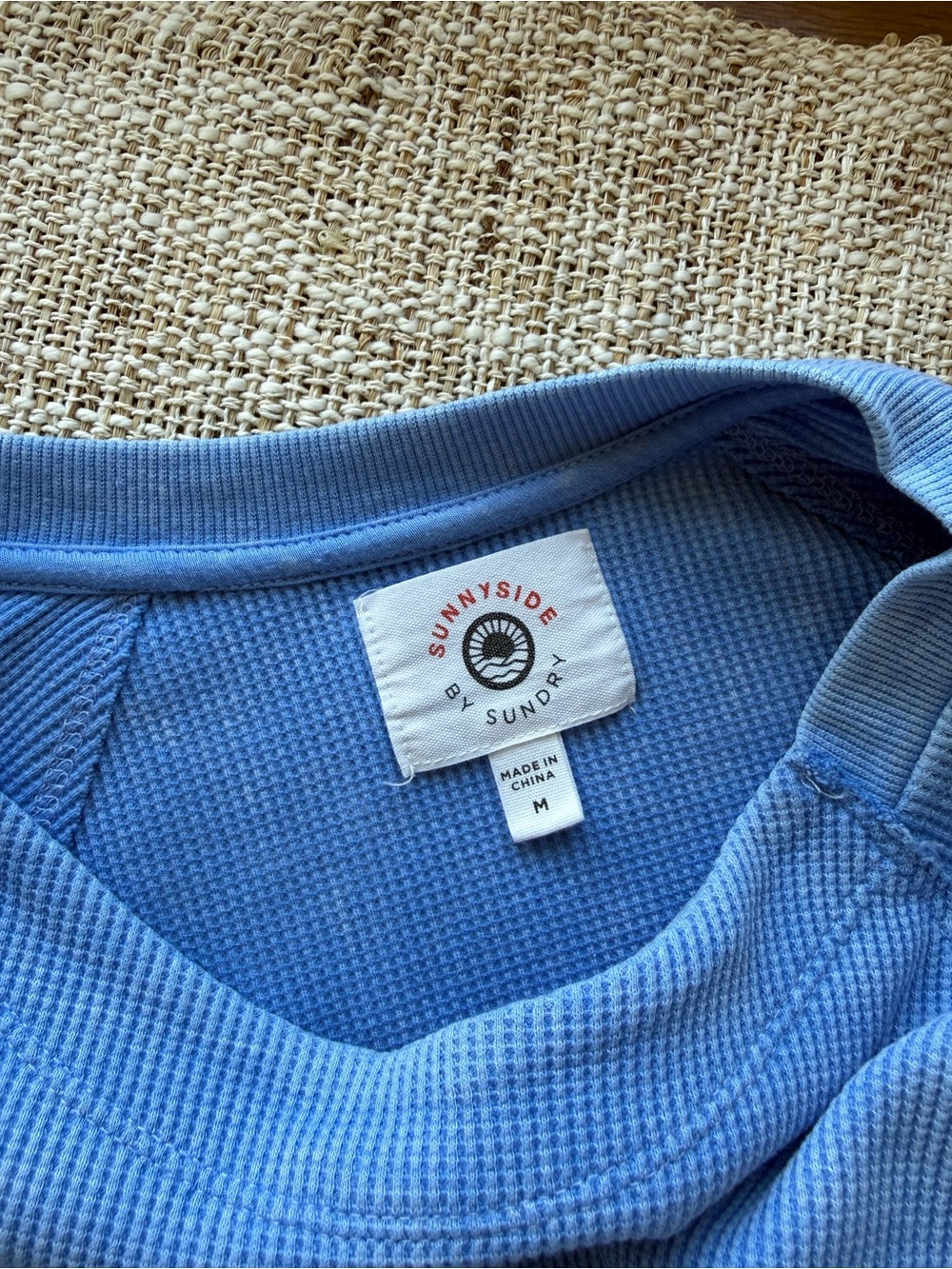 Sundry Light Blue Crewneck Waffle Pullover Sweatshirt - Picture 4 of 4